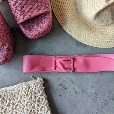 Vintage Genuine Leather Pink Barbiecore Belt - image 1