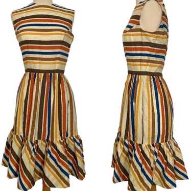 True Vintage MCM 1950s Lorch Rainbow Stripe Ruffl… - image 1