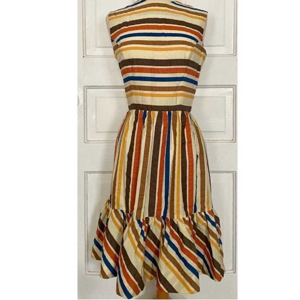 True Vintage MCM 1950s Lorch Rainbow Stripe Ruffl… - image 4