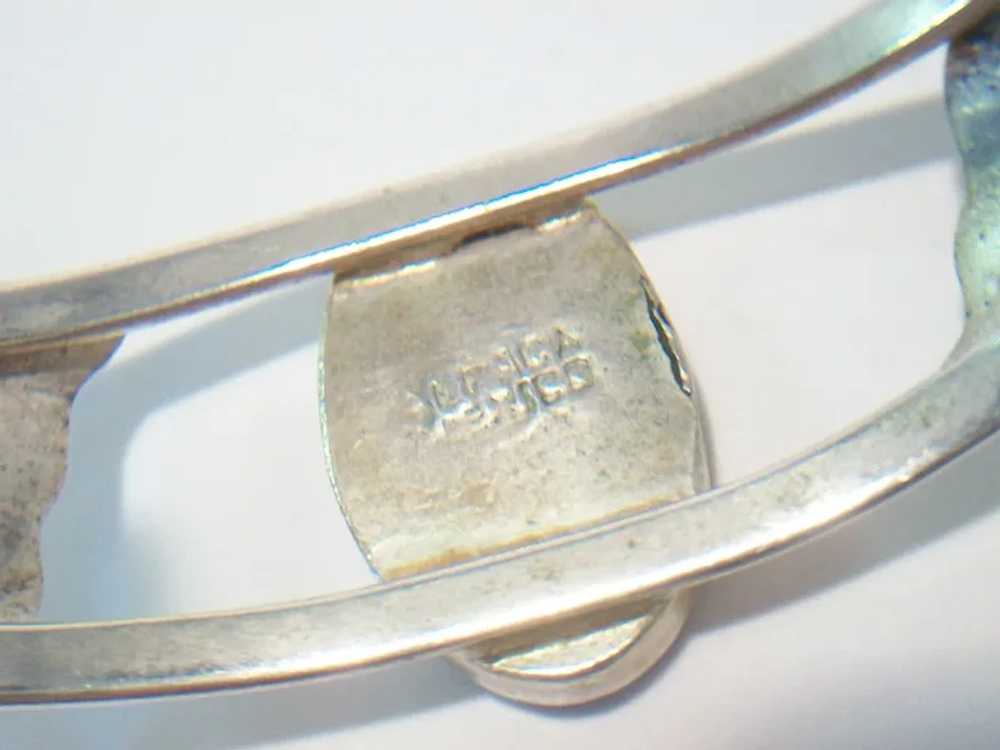 Vintage Alpaca Silver & Abalone Bracelet - Mexico… - image 10