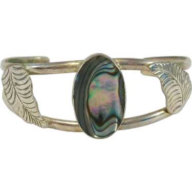 Vintage Alpaca Silver & Abalone Bracelet - Mexico… - image 1