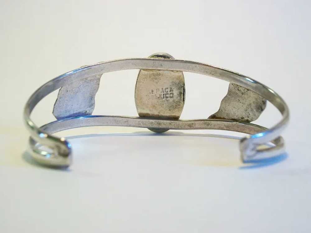 Vintage Alpaca Silver & Abalone Bracelet - Mexico… - image 9