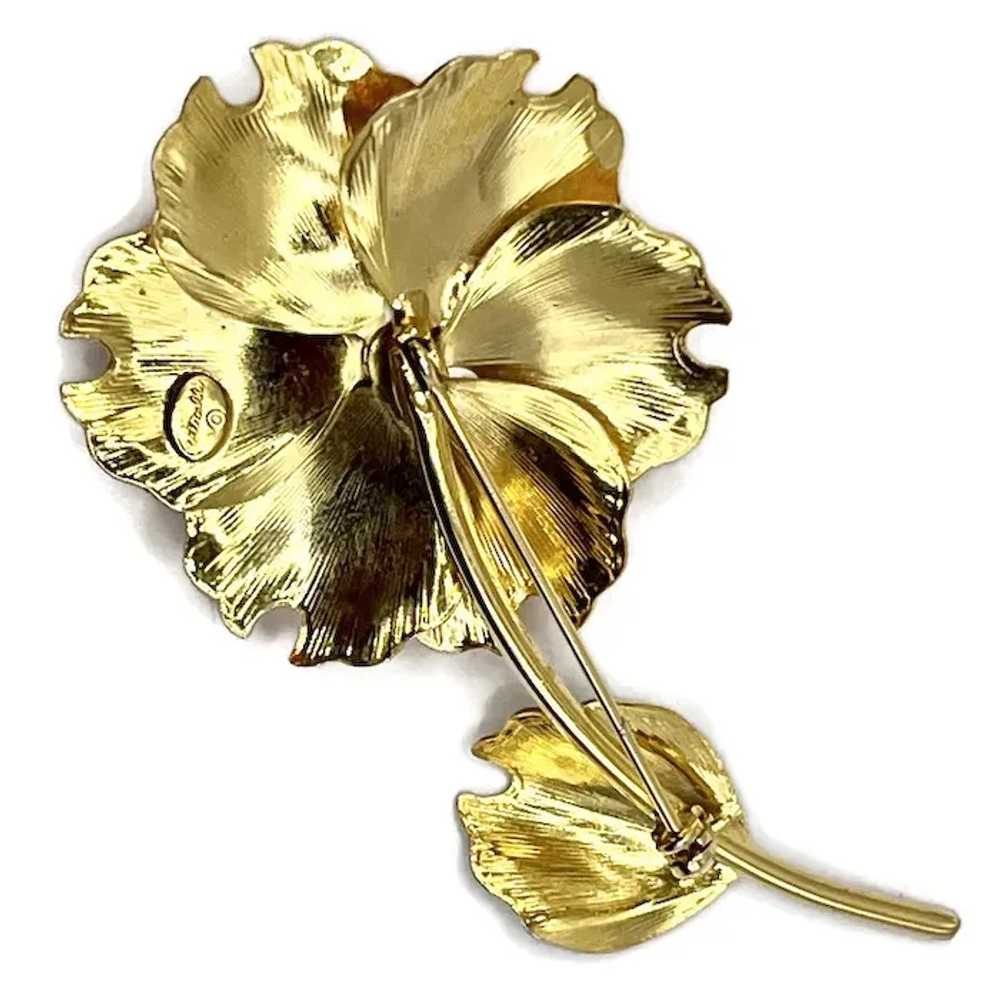 Botticelli Yellow Enameled Flower Vintage Goldton… - image 4