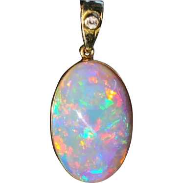 14K Natural Australian Crystal Opal Pendant