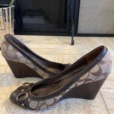 靴 Coach Peeptoe Logo Fabric Wedges (Black) 靴 Coach Peeptoe Logo Fabric Wedges (Black) COACH~Black