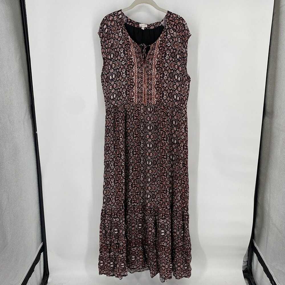 Garnet Hill Dress Women’s 14 brown printed maxi f… - image 1