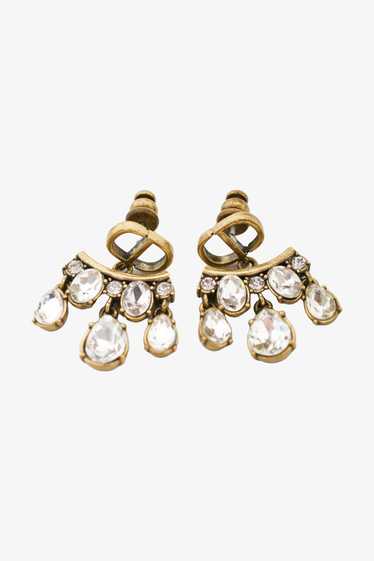 Christian Dior Antique Gold Toned CD Stud Earring… - image 1
