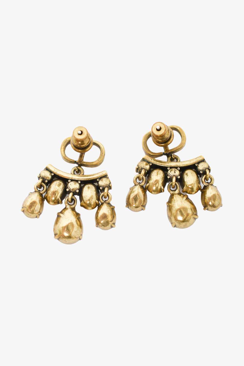 Christian Dior Antique Gold Toned CD Stud Earring… - image 2