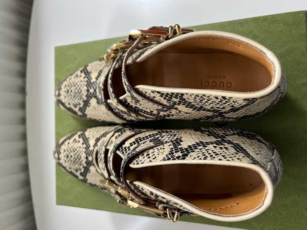 Gucci Gucci Neutral Snake-Effect Leather Ankle Bo… - image 7