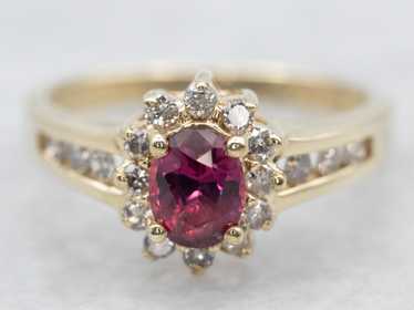 Ruby and Diamond Halo Anniversary Ring - image 1