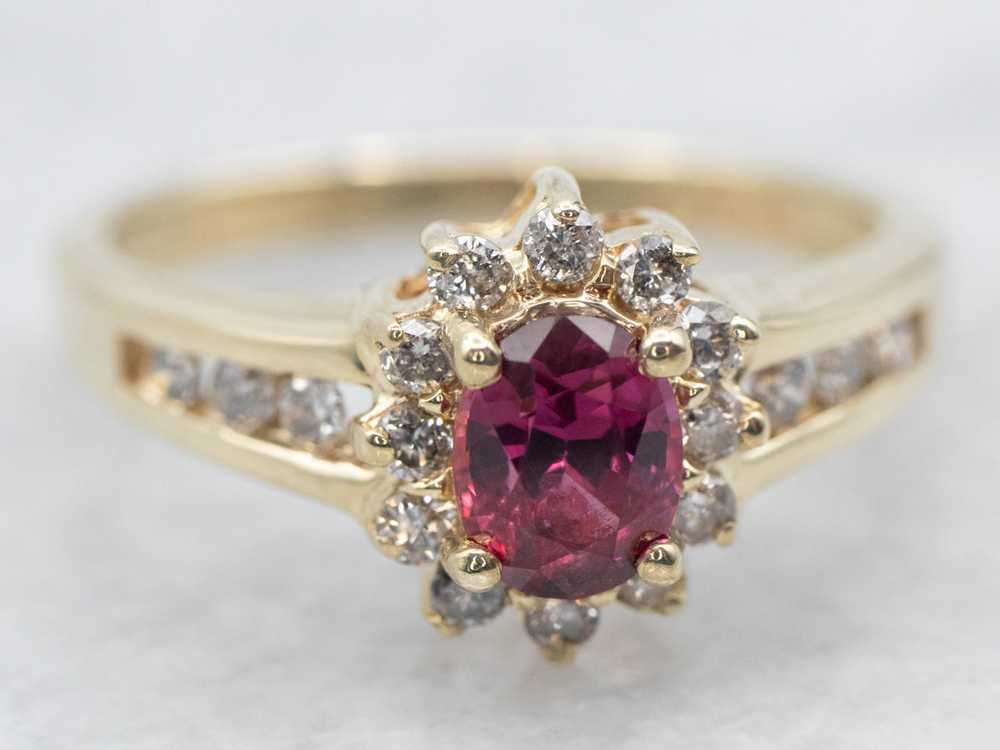 Ruby and Diamond Halo Anniversary Ring - image 2
