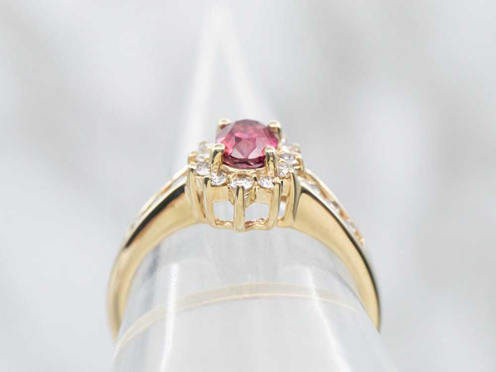 Ruby and Diamond Halo Anniversary Ring - image 3