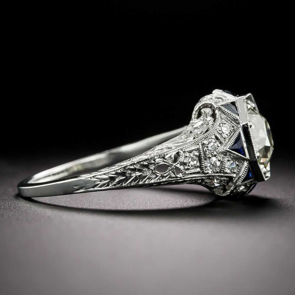 Art Deco 1.52 Carat Diamond and Sapphire* Ring - … - image 2