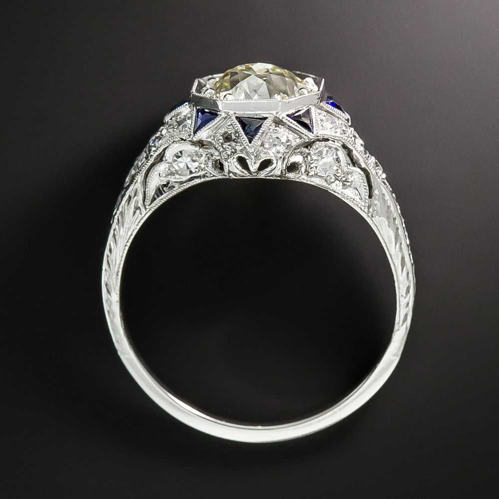 Art Deco 1.52 Carat Diamond and Sapphire* Ring - … - image 3