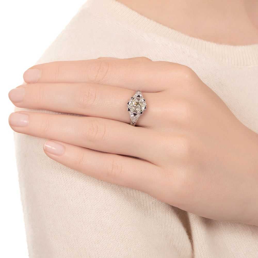 Art Deco 1.52 Carat Diamond and Sapphire* Ring - … - image 4