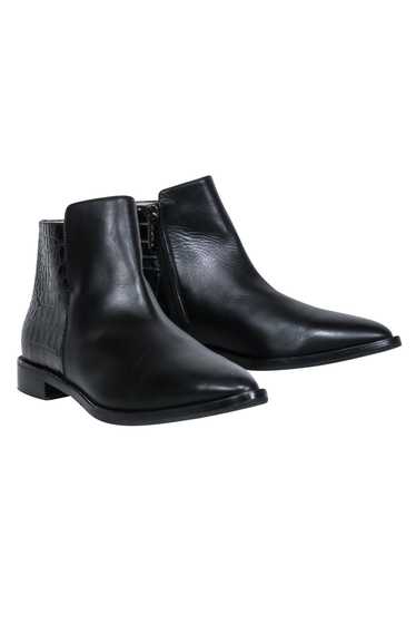 Aquatalia - Black Leather Pointed-Toe Short Boots… - image 1