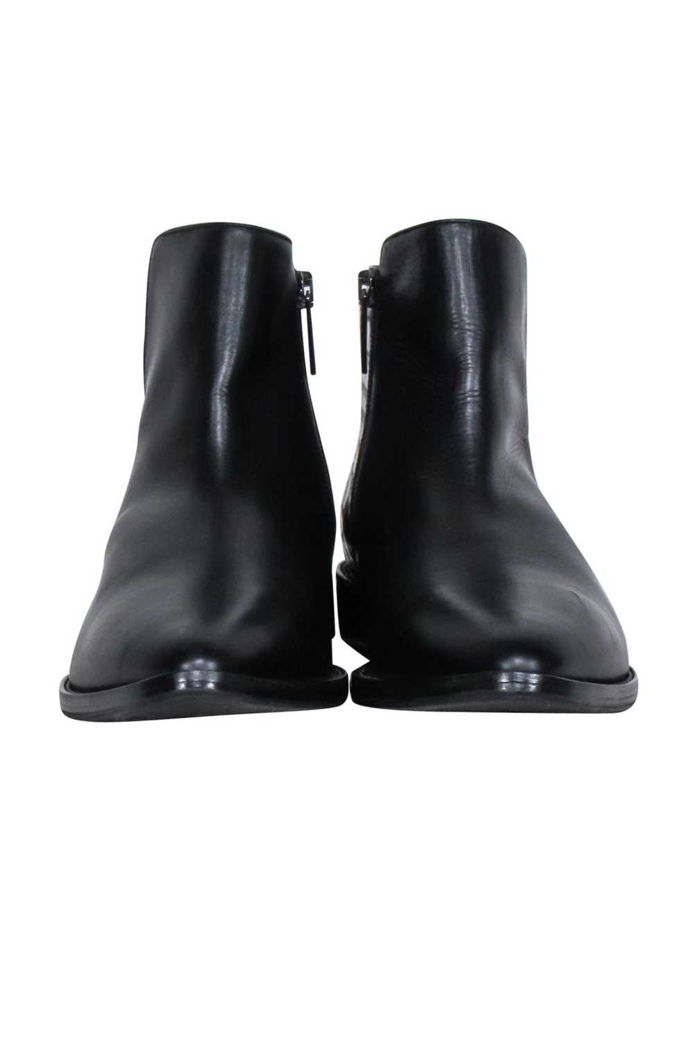 Aquatalia - Black Leather Pointed-Toe Short Boots… - image 2