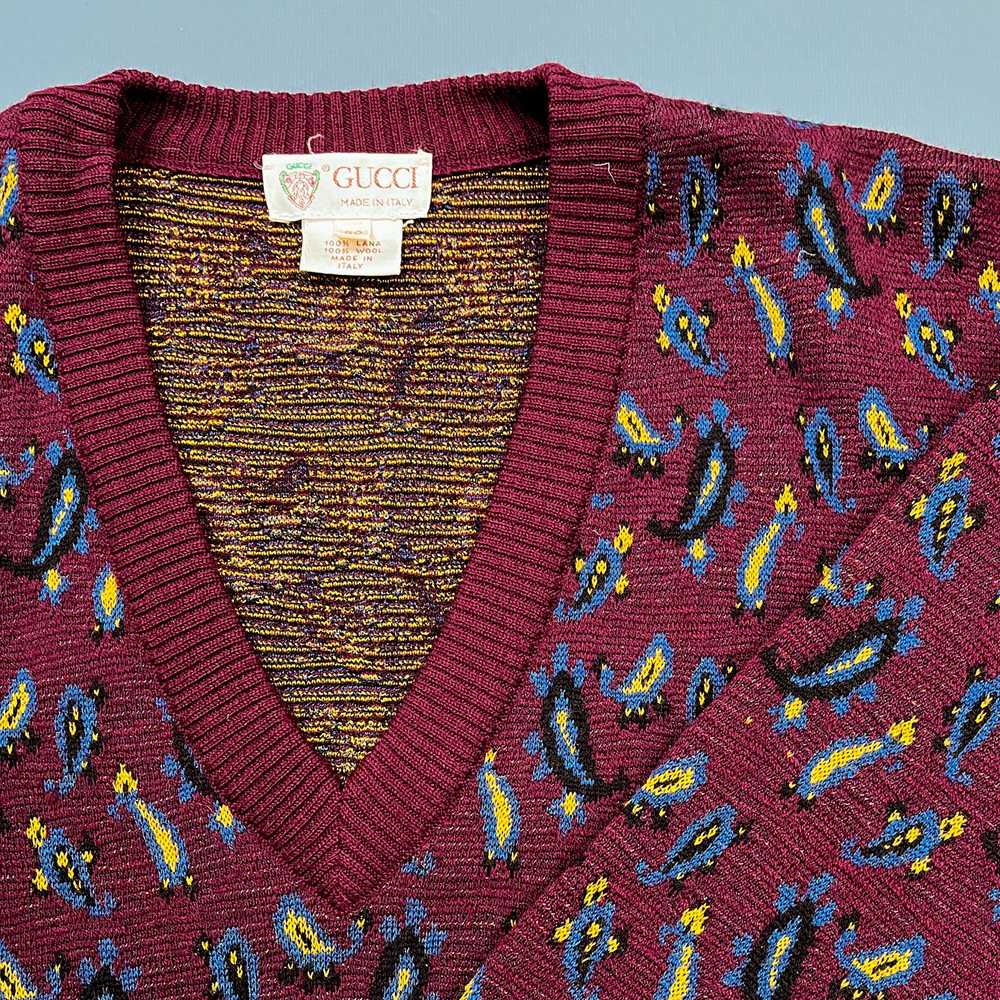 *AS-IS* 1970S GUCCI PAISLEY PATTERN CARDIGAN PULL… - image 2