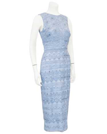 Monique Lhuillier Blue Beaded Dress