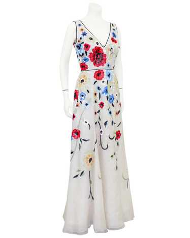 Dennis Basso Floral Beaded Gown