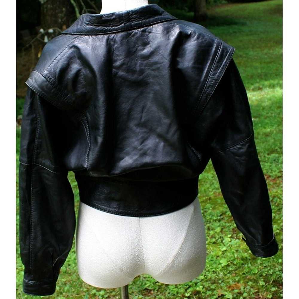 Vtg 80s Los Andes Black Leather Jacket Rock Fashi… - image 5