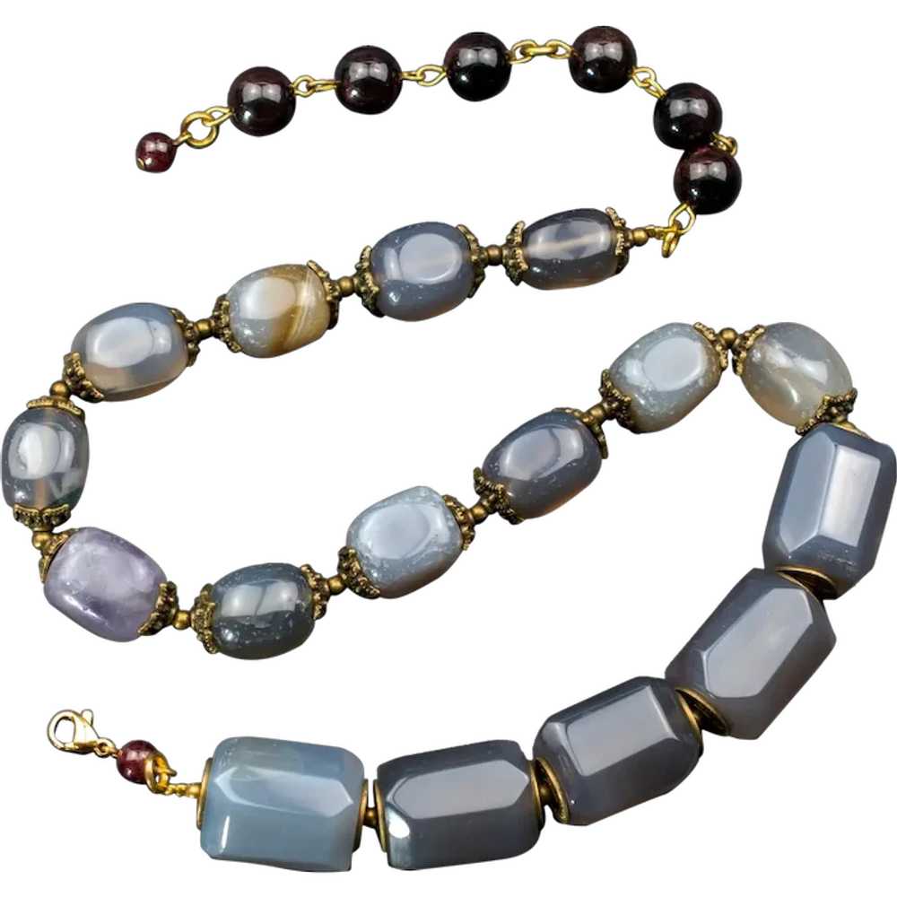 Stone beaded lariat necklaces for women, super ch… - image 1