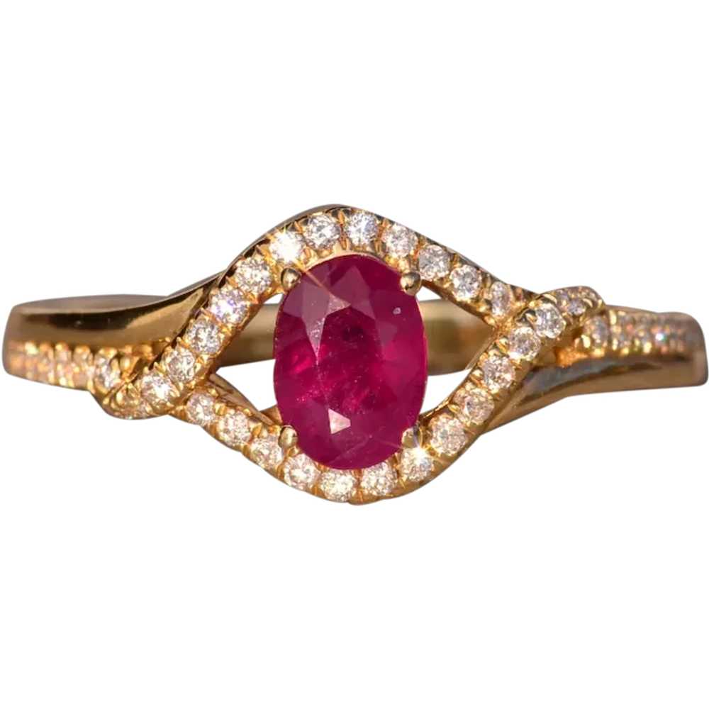 Natural Ruby and Diamond Ring in Yellow Gold - image 1