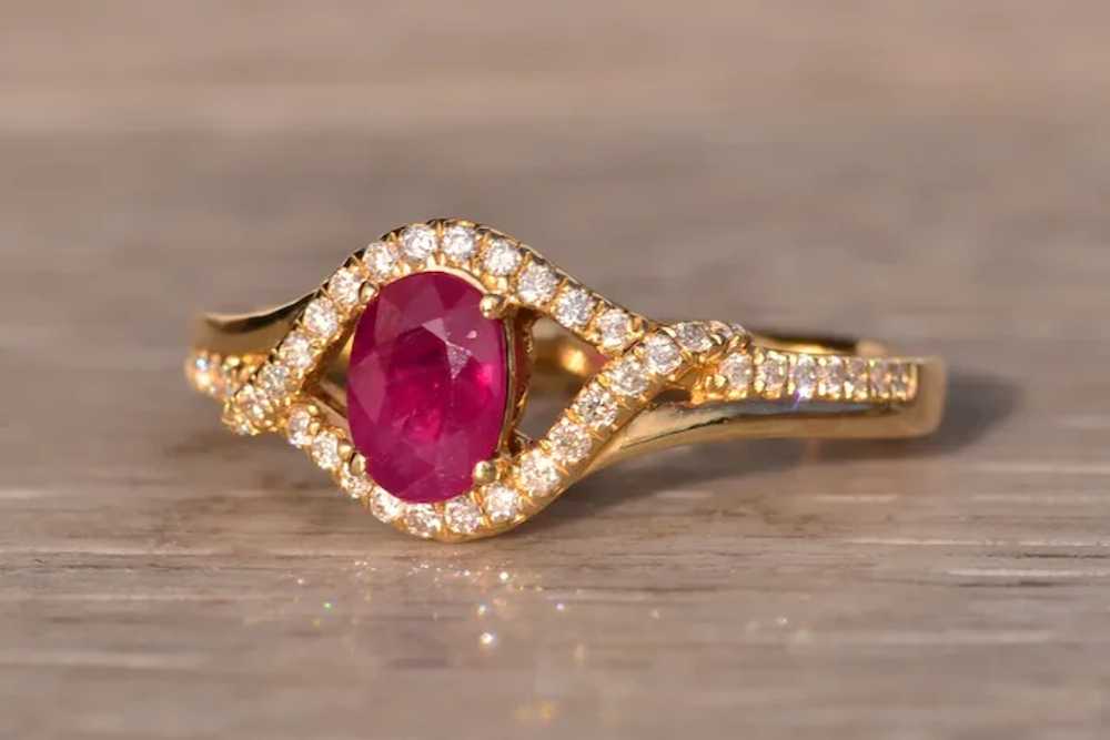 Natural Ruby and Diamond Ring in Yellow Gold - image 2