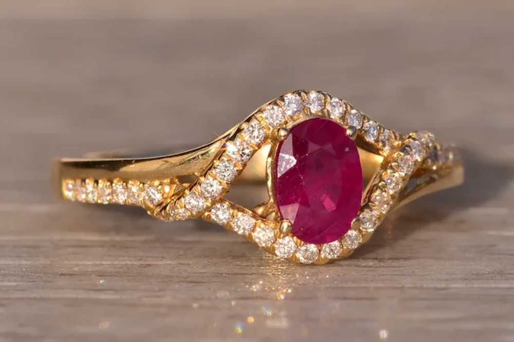 Natural Ruby and Diamond Ring in Yellow Gold - image 5