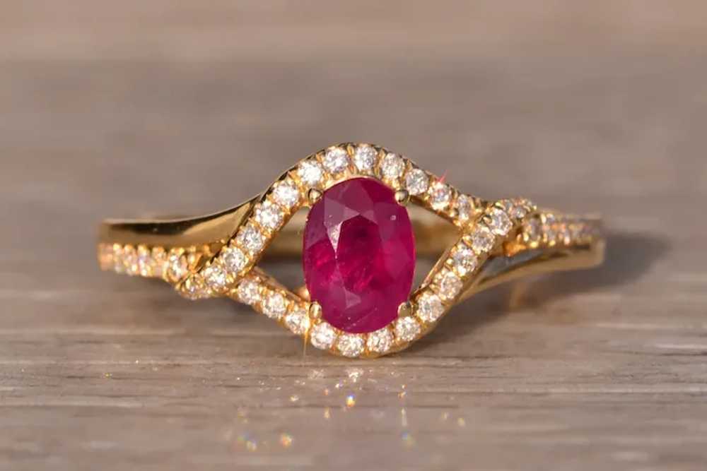 Natural Ruby and Diamond Ring in Yellow Gold - image 6