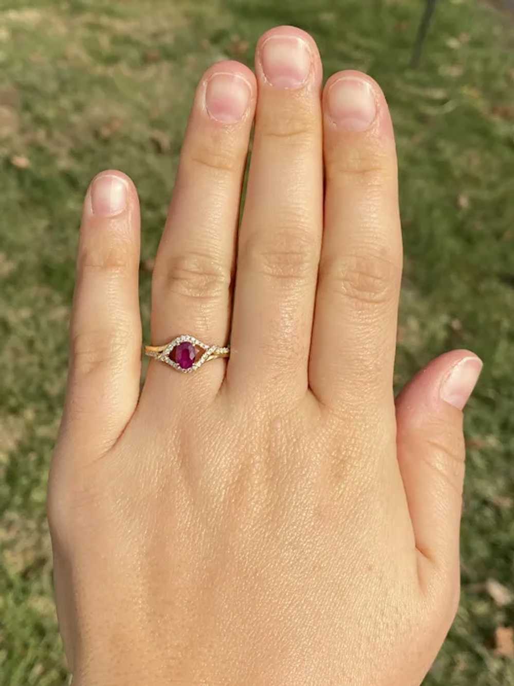 Natural Ruby and Diamond Ring in Yellow Gold - image 8