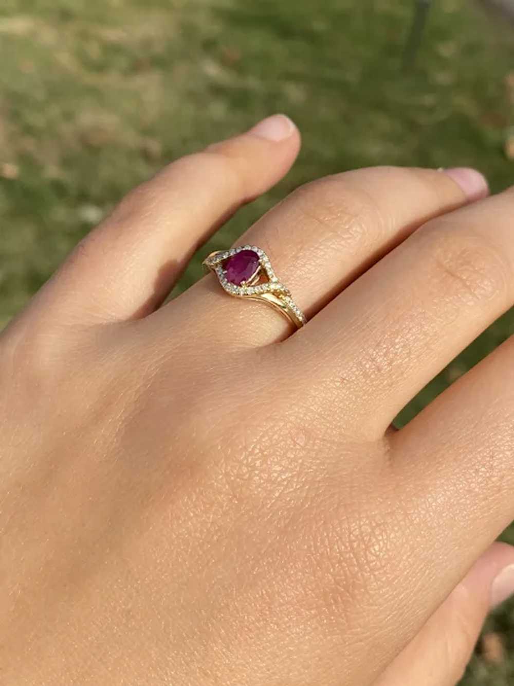 Natural Ruby and Diamond Ring in Yellow Gold - image 9