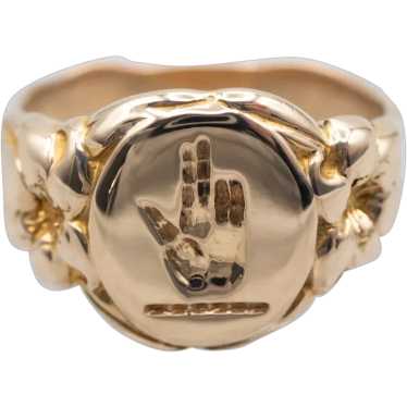 Antique Schwurhand Oath Hand Signet Ring - image 1