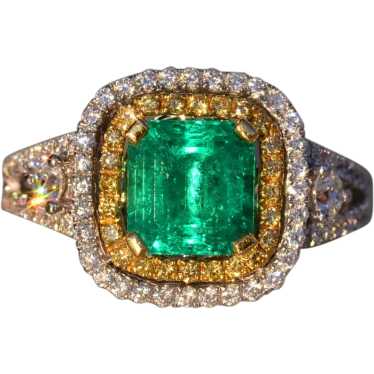 Square Emerald Cut Emerald and Natural Diamond Dou
