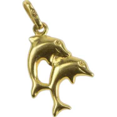 18K Puffy Jumping Dolphin Vintage Animal Charm/Pen