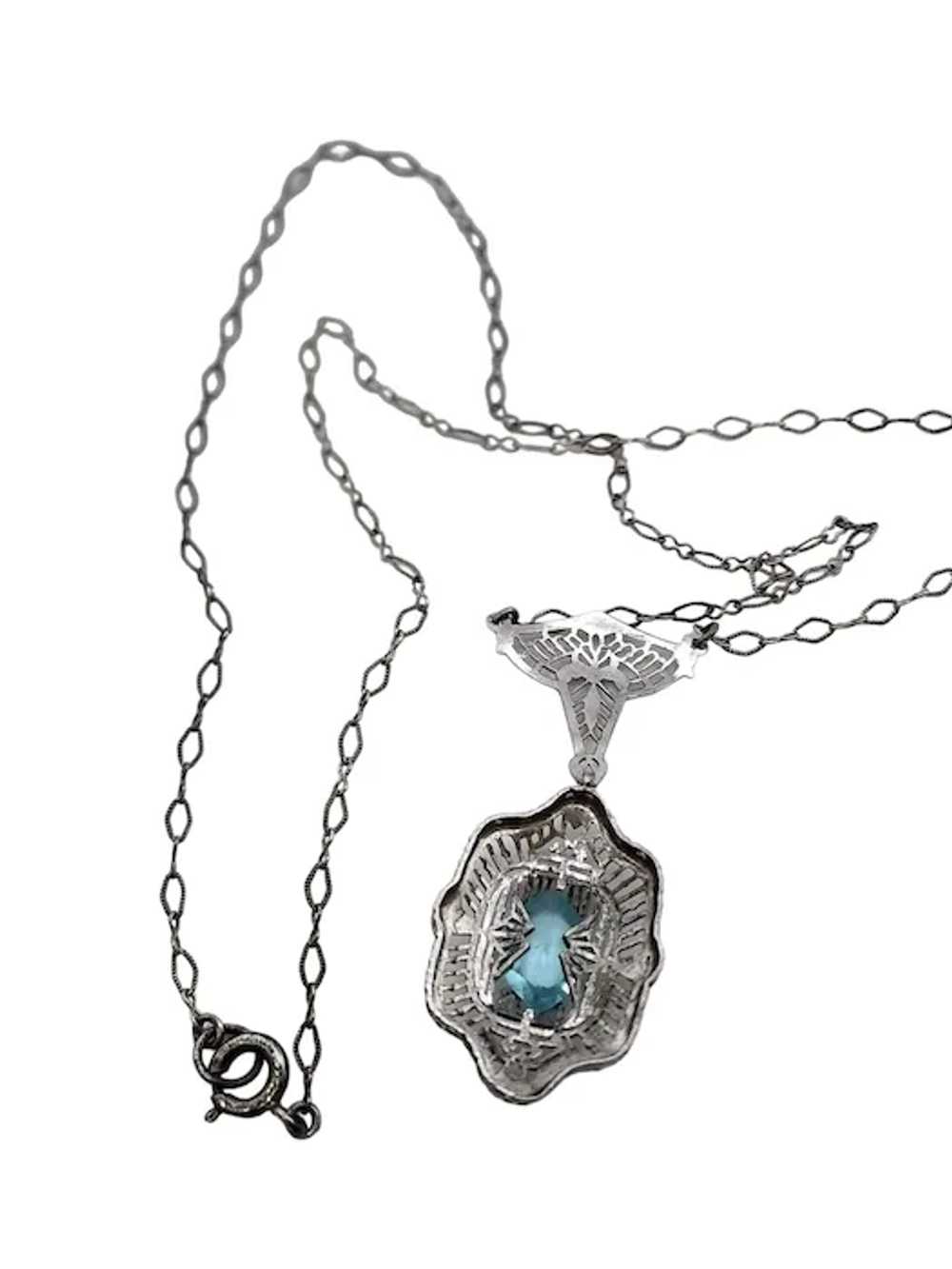 Antique Edwardian Sterling & Glass Filigree Penda… - image 5