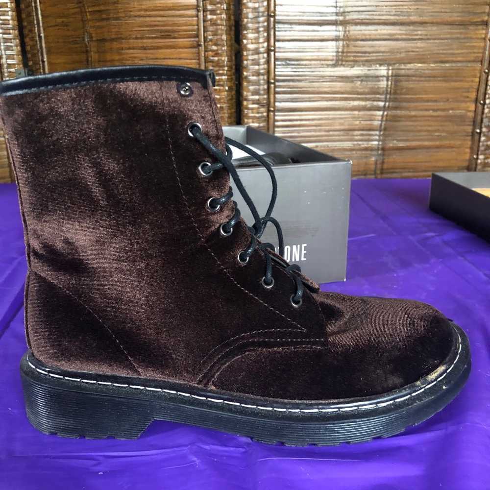 Leila Stone brown velvet doc Martin style boots - image 1