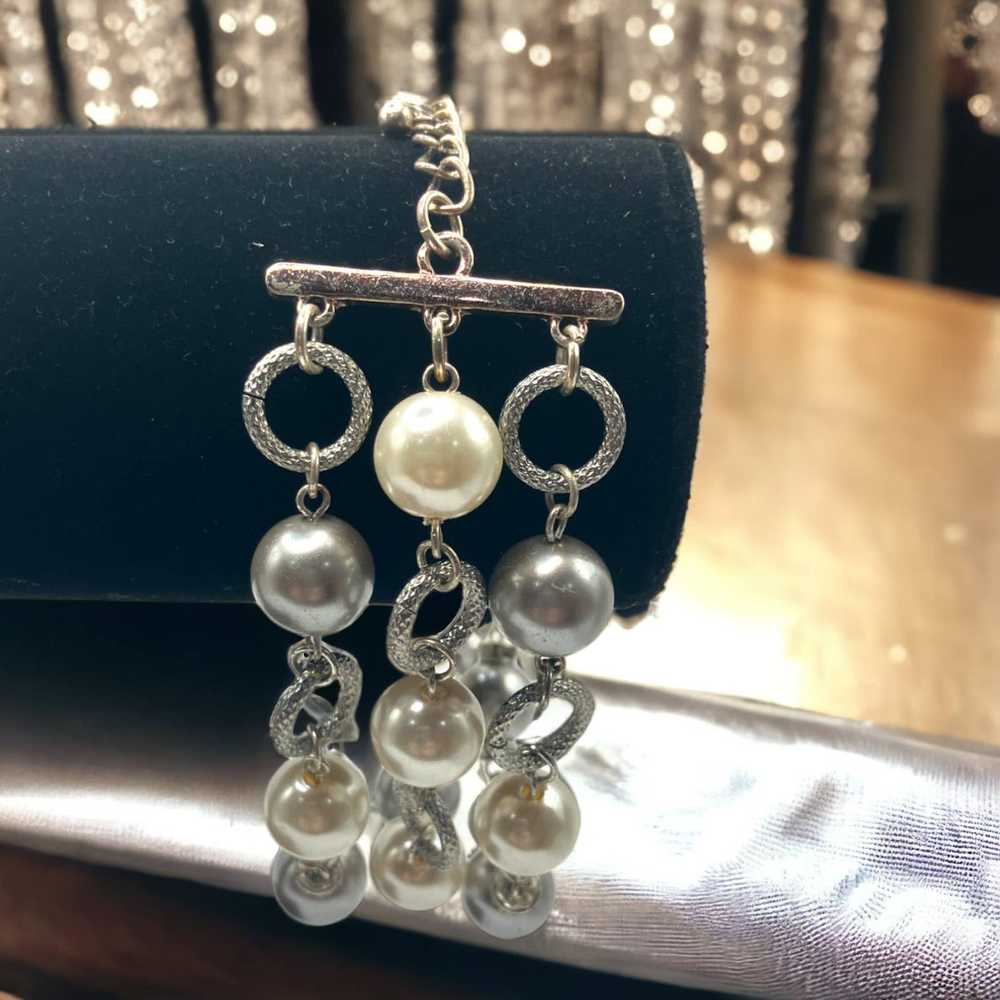 Other Three Stand Faux Pearls with Rhinestones Ac… - image 1