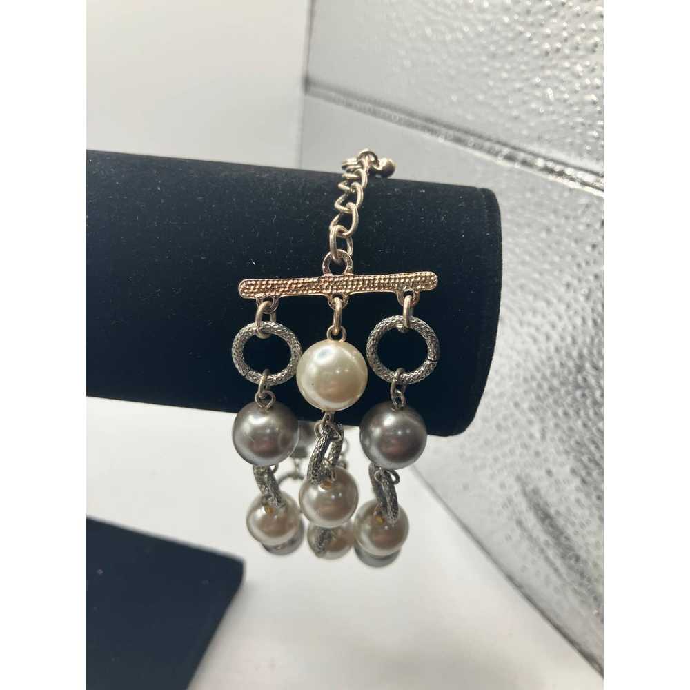 Other Three Stand Faux Pearls with Rhinestones Ac… - image 3