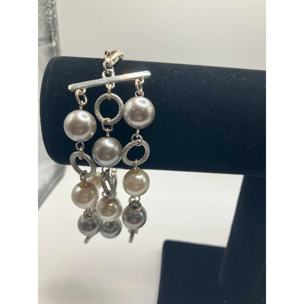 Other Three Stand Faux Pearls with Rhinestones Ac… - image 5