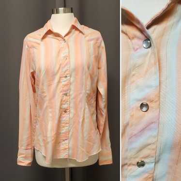 Vintage Vtg 70s H BAR C Western Striped Pastel Ra… - image 1