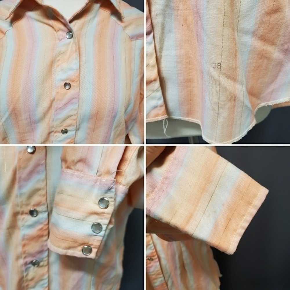 Vintage Vtg 70s H BAR C Western Striped Pastel Ra… - image 3