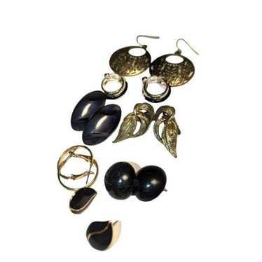 Vintage silver tone and black earrings lot - image 1