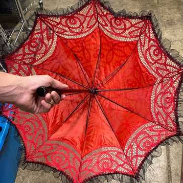 Red and Black Lace Umbrella