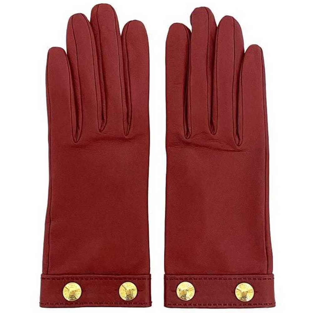 Hermes HERMES Gloves Red Gold Serie Leather Lambs… - image 1