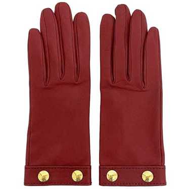 Hermes HERMES Gloves Red Gold Serie Leather Lambs… - image 1
