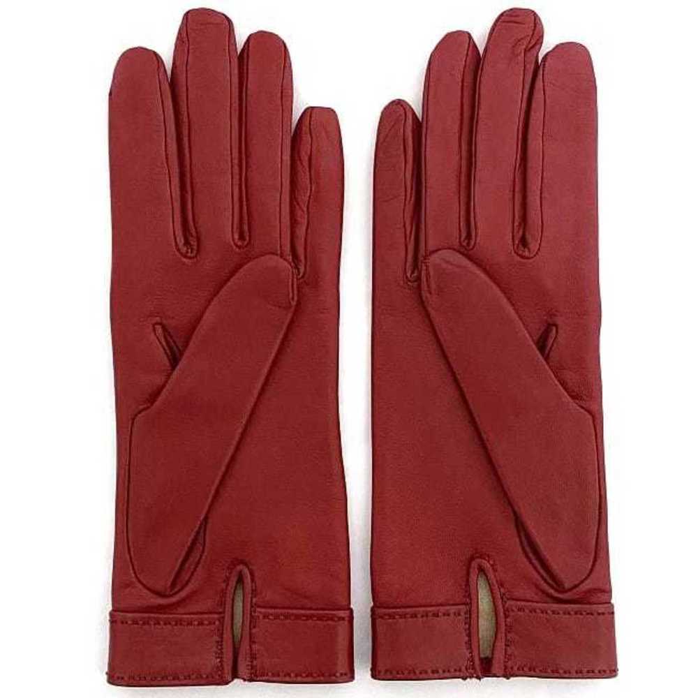 Hermes HERMES Gloves Red Gold Serie Leather Lambs… - image 2