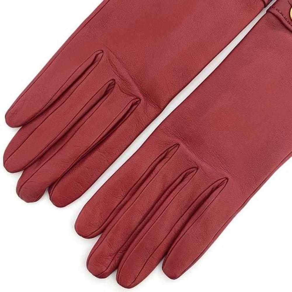 Hermes HERMES Gloves Red Gold Serie Leather Lambs… - image 3