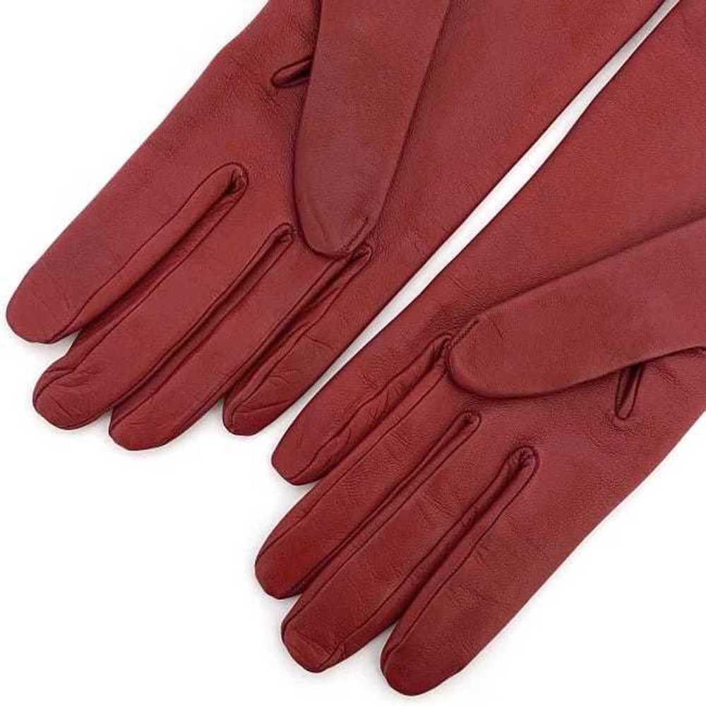 Hermes HERMES Gloves Red Gold Serie Leather Lambs… - image 4