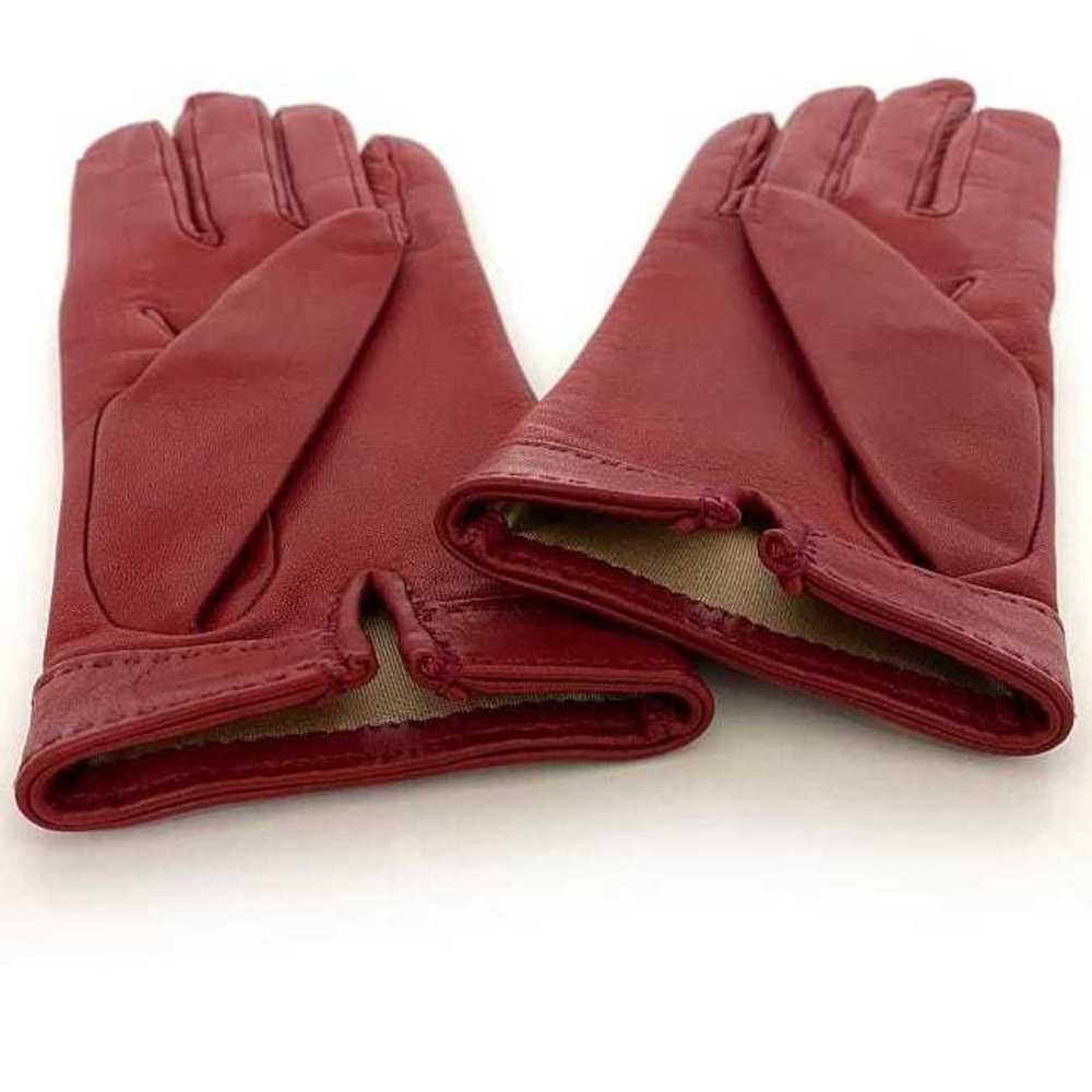 Hermes HERMES Gloves Red Gold Serie Leather Lambs… - image 5